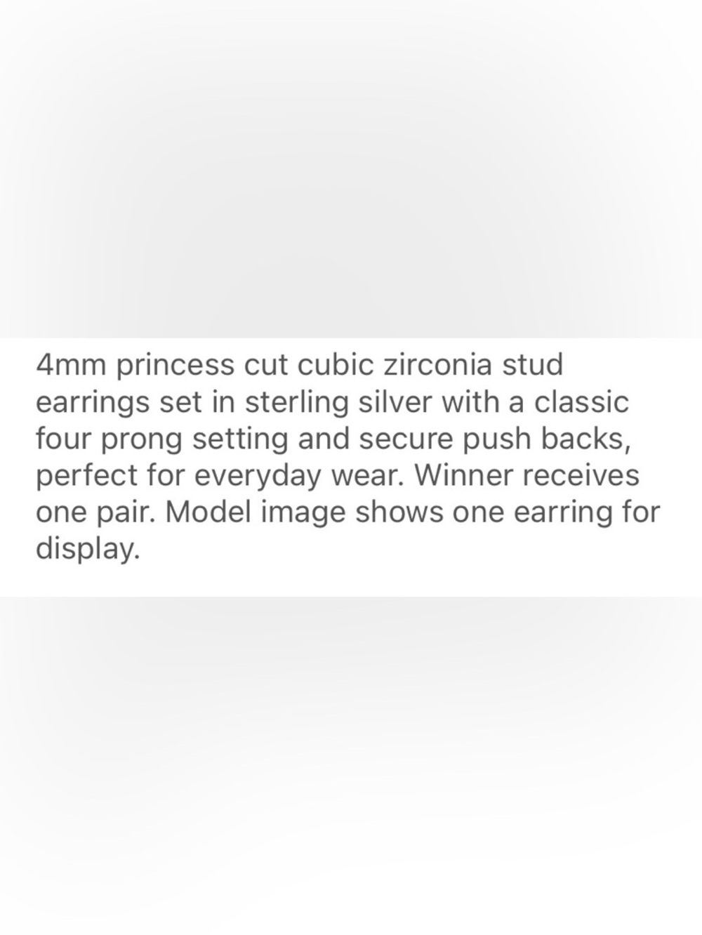 Princess Cut 4mm CZ & 925 Silver Stud Earrings - Picture 2 of 2